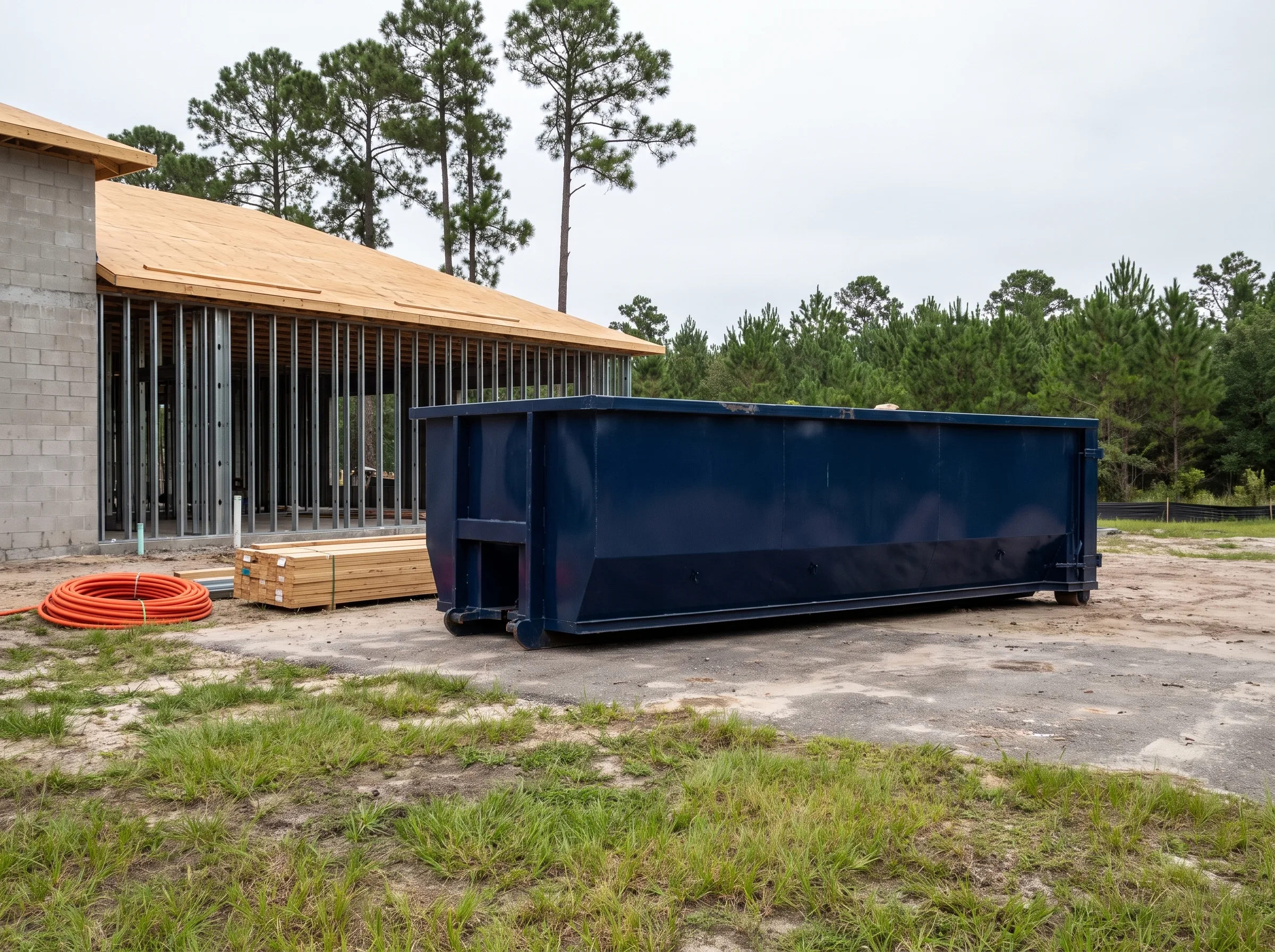 Roll-off dumpster being loaded in Malvern, AR
